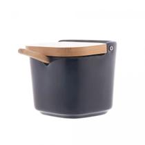 SALEIRO DE CERAMICA C/TAMPA E COLHER DE BAMBU AZUL WOLFF 9cm SALEIRO DE CERAMICA C/TAMPA E COLHER DE BAMBU AZUL WOLFF 9cm