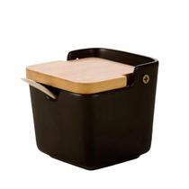 Saleiro De Cerâmica Com Tampa de Bambu Porta Sal Para Cozinha Utensílios De Cozinha