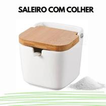 Saleiro de mesa c/ colher de bambu