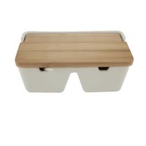 Saleiro de Mesa Com Duas Divisórias de Porcelana com Bambu 8569 - Lyor