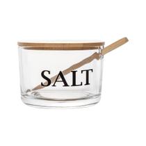 Saleiro De Vidro Com Tampa De Bambu Wolff Basic 10x10x8cm