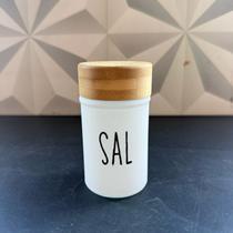 Saleiro de vidro preto ou branco com tampa de bambu para cozinha 90ml hauskraft Doha porta sal pote de vidro salero -