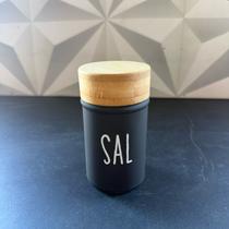 Saleiro de vidro preto ou branco com tampa de bambu para cozinha 90ml hauskraft Doha porta sal pote de vidro salero -