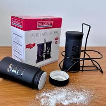 Saleiro e Pimenteiro Com Suporte Nero Conjunto elegante e Sofisticado