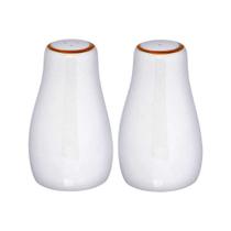 Saleiro e Pimenteiro Porcelana Royal Branco c/Borda Dourada Saleiro e Pimenteiro Porcelana Royal Branco c/Borda Dourada