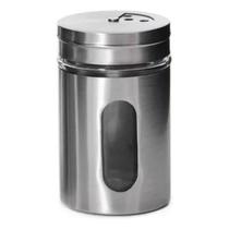 Saleiro E Pimenteiro Porta Tempero Aço Inox Luxo Com Visor Saleiro E Pimenteiro Porta Tempero Aço Inox Luxo Com Visor