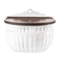 Saleiro Grande Porcelana Branca Relevo Cozinha