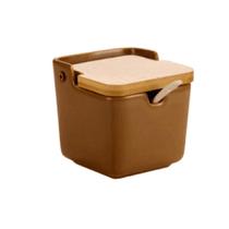 Saleiro Havana Cuba Terracota 300ml Ceramica C/ Tampa Bambu Wellmix
