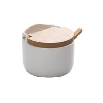 Saleiro mesa cer c/tampa bambu col bianco 9,5cm x 9cm Saleiro mesa cer c/tampa bambu col bianco 9,5cm x 9cm