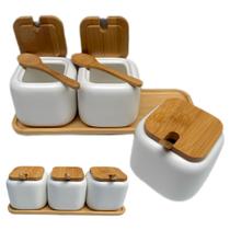 Saleiro Porcelana Luxo Tampa de Bumbu Cozinha