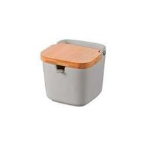 Saleiro Preto Tampa Vasilha Bambu Colher Madeira Cozinha Conserva Alimentos Elegante Coloca Pote