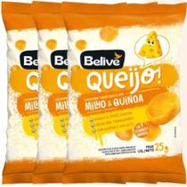 Salgadinho de Milho e Quinoa Belive Zero Glúten Zero Lactose Queijo contendo 3 pacotes de 25g cada