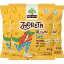 Salgadinho Zooreta Mãe Terra Queijo contendo 3 pacotes de 45g cada