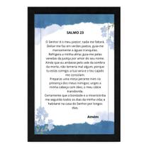 Salmo 23 em Quadro Decorativo Flores azuis Decoração em Fé