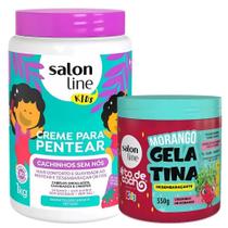 Salon Line Kids 1 Creme Para Pentear E 1 Gelatina Morango