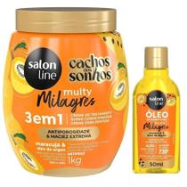 Salon Line Kit Creme 1kg + Óleo Reparador 50ml Cachos Dos Sonhos Multy Milagres Maracuja