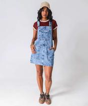 Salopete Feminino Jeans Bolsos Azul-18034