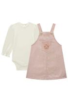 Salopete Infantil Com Body Em Canelado Manga Longa Kukiê K19