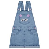 Salopete Infantil Look Jeans c/ Bordado Jeans Salopete Infantil Look Jeans c/ Bordado Jeans
