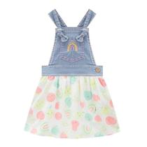Salopete Infantil Menina em Jeans Liz e Napoli Rotativo Kukiê