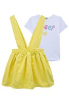 Salopete Infantil Sweet Blusa Em Malha + Salopete Em Sarja Kukie