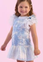 Salopete Infantil Tule Azul Petit Cherie