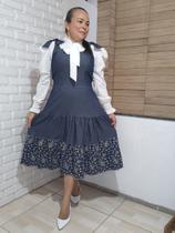 Salopete Lolita Jeans Bordada Tendência Atemporal