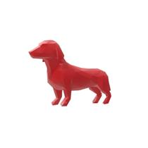 Salsicha Cachorro Geométrico Decoração 3D 10 Cm - Vermelho