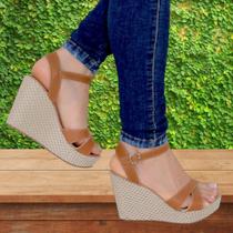 Salto Alto Anabela Sandália Feminina Tamanco Plataforma Solado Anti Derrapante Palmilha Confortável - Convicta Shoes