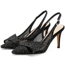Saltos Manoloshow Slingback com bico pontiagudo em arco para mulheres Saltos Manoloshow Slingback com bico pontiagudo em arco para mulheres