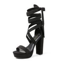 Saltos Plataforma DREAM PAIRS Altos com Salto Grosso para Mulheres Preto
