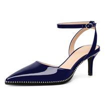 Saltos SAMMITOP Low Navy Blue para mulheres, salto de gatinho tamanho 8,5 Saltos SAMMITOP Low Navy Blue para mulheres, salto de gatinho tamanho 8,5