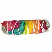 Salvia Branca com Petalas dos 7 Chakras em Tocha 11cm - Bastao 35g