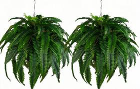 Samambaia artificial suspensa ao ar livre QIANYUN com plantadores suspensos