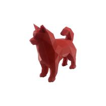 Samoieda Em Pé Low Poly Cachorro Pet Decoração 3D Vermelho