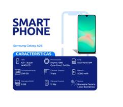 Samsung Celular Galaxy A26 5G 256GB, 8GB RAM, Câmera de 50MP, IP67, Tela Super AMOLED 6.7", NFC