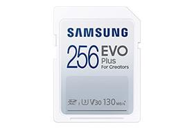 SAMSUNG EVO Plus Full Size 256GB SDXC Card 130MB / s Full HD & 4K UHD, UHS-I, U3, V30 (MB-SC256K / AM)