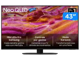 Samsung Vision AI TV 43" NEO QLED Ultra 4K QN90F 2025, Mini LED, Processador com AI, Tela Matte, Controle por Gestos, Modo Game com AI Samsung Vision AI TV 43" NEO QLED Ultra 4K QN90F 2025, Mini LED, Processador com AI, Tela Matte, Controle por Gestos, Modo Game com AI