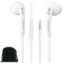 Samung Wired Earbuds Original 3.5mm in-Ear Headphones para Samsung Galaxy S10, S10 Plus, S10e Plus, Note 10, A71, A31 - Microfone e Volume Remote - Inclui Bolsa de Transporte de Veludo Preto - Branco