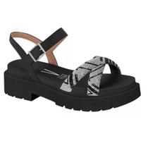 Sand Tratorada Vizzano Tiras Transpassadas c Strass Preta