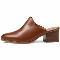 Sandal Mules Dystralix, couro marrom, salto alto, 5 cm