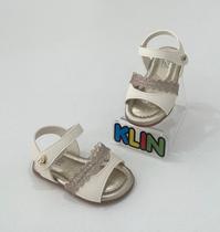 Sandália 16/20 Klin Infantil Cup Cake Off White com Detalhes Dourados Confortável