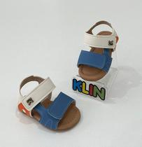 Sandália 16/20 Klin Infantil Off White com Azul Denim e Laranja Moderna Sandália 16/20 Klin Infantil Off White com Azul Denim e Laranja Moderna