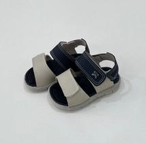 Sandália 18/25 Klin Infantil Azul Marinho e Bege com Fecho em tiras autocolantes
