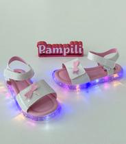 Sandália 25/31 Pampili Led Branca com Libélula e Glitter