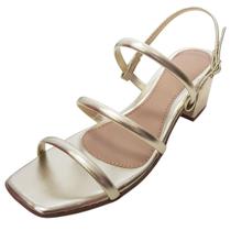 Sandália 3 Tiras Salto Médio - Ouro Light Sandália 3 Tiras Salto Médio - Ouro Light