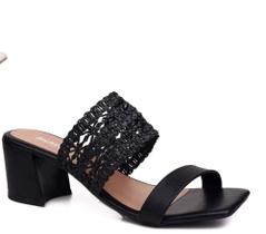 Sandalia akazzo salto med adulto feminino preto/preto