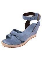 Sandalia Ana bela feminina plataforma Anabela Feminina Conforto Azul