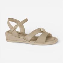 Sandália Anabela Baixa Comfortflex Bege Sandália Anabela Baixa Comfortflex Bege