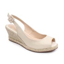 Sandália Anabela Carol com Salto de Corda Off White Cultha - Sandália Anabela Carol com Salto de Corda Off White Cultha -